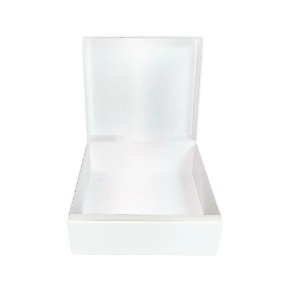 Dior Faux Leather Satin Lined Hinged White/Gold Jewelry Storage Display Gift Box